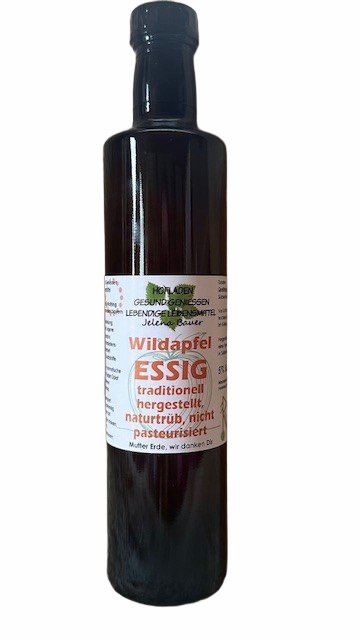 Apfelessig aus Wildäpfeln – naturtrüb, ungefiltert & nicht pasteurisiert | Rohkost-Qualität | 500 ml